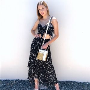 Two piece polkadots set black and white